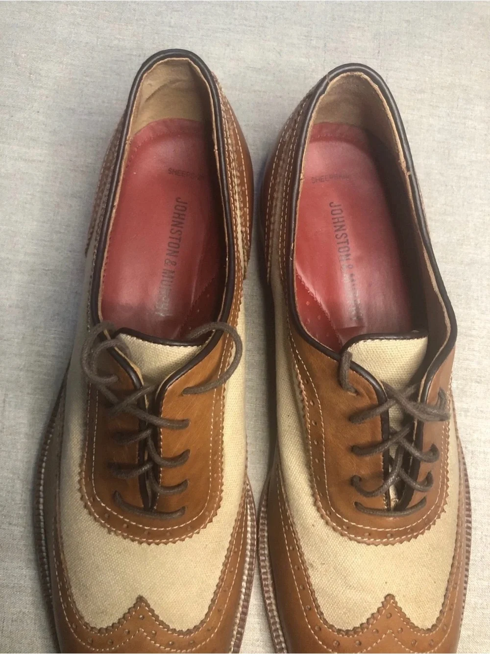 Men's Two-Tone Brown and Cream Wingtip Oxford Shoes